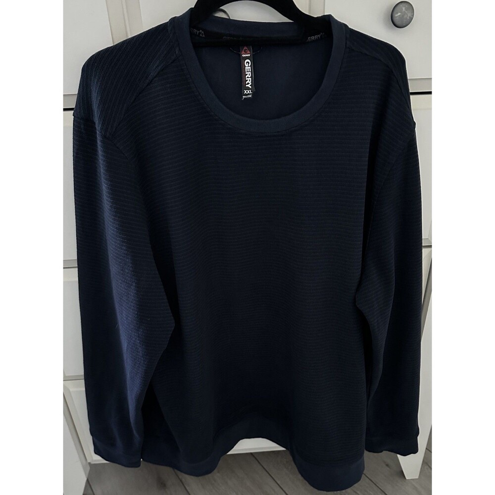 Gerry Men's XXL Stretch Fleece Crewneck Pullover Sweatshirt Blue Textured